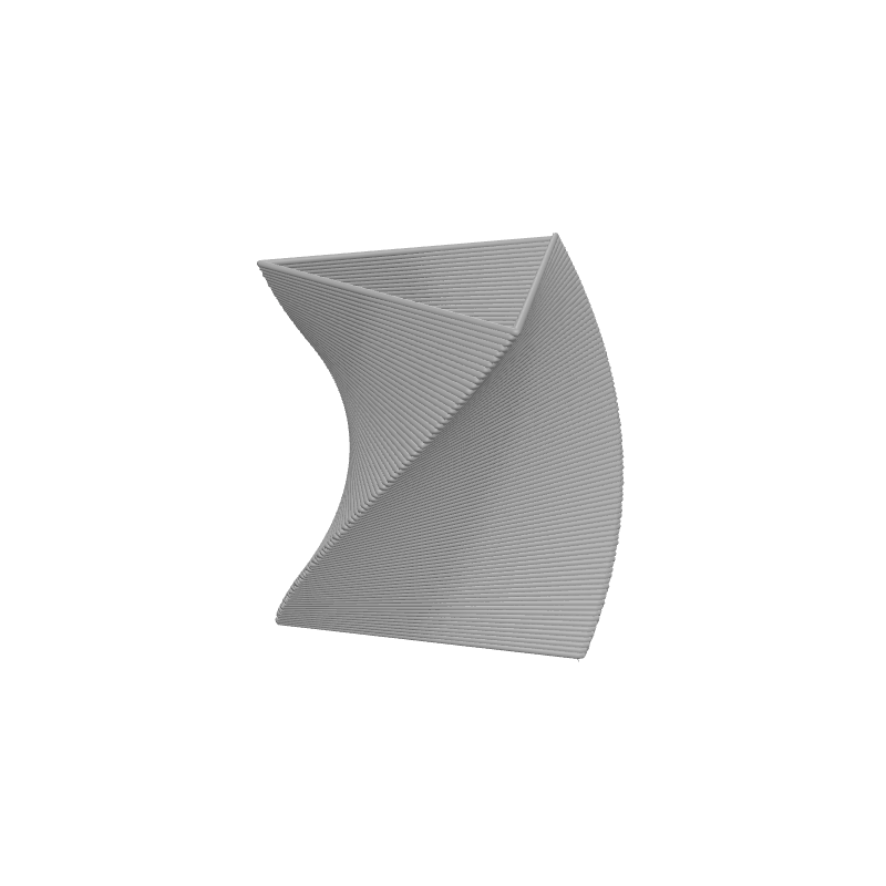 A triangular prism twisting 90 degrees